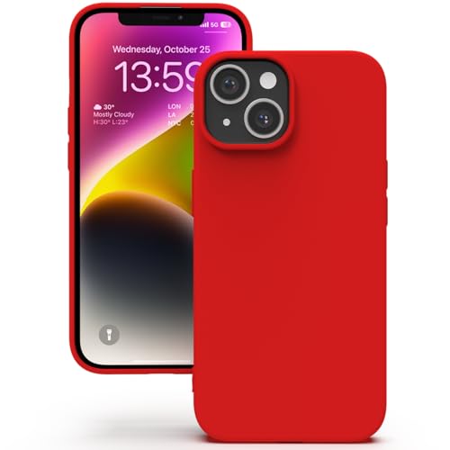 YATWIN Silicone Case for iPhone 14 Plus, Soft-Touch, Shockproof, DustProof, Antiskid Full Body Armour Phone Cover for Apple iPhone 14 Plus - Red