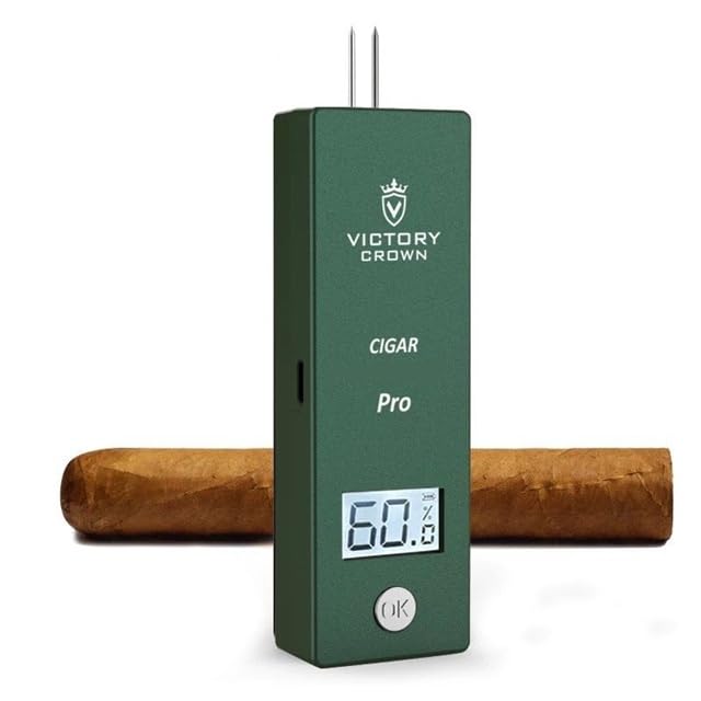 Electric Cigar Humidity Meter with LCD Display Digital Rechargeable Moisture Guage Tester Reader Humidor Hygrometer Needle Smoking Tobacco Accessories Husband Father Gifts (Black)