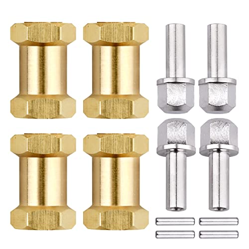 Hobbyfire 4pcs 12mm Brass Wheel Hex Hub Offset Extension Hex Drive Adapter Combiner Coupler Conversion for 1/10 RC Crawler Axial SCX10 CC01 Jeep Wrangler D90 Wraith (20mm)