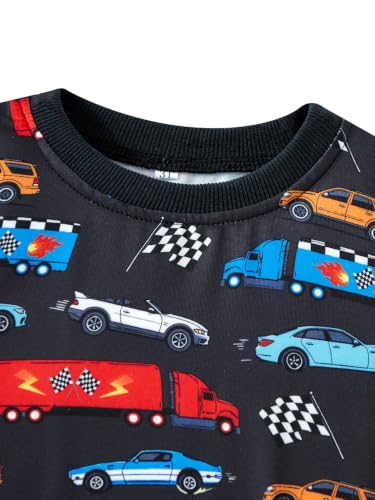 Image of Akyzic Toddler Boys Sweatshirts Cotton Crewneck Truck Shirt Dinosaur Long Sleeve Pullover Tops Tees 2-8T
