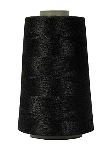 Image of Ace International Exports 3000 m Overlock Polyester Sewing Thread Set Box Yarn Spools Cone Black (Pack of 5)