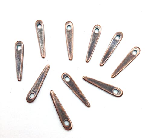 Karmelling Alloy 10Pc Charms Antique Copper Green Patina Drop Pendants For Diy Necklace Bracelet Jewelry Making Accessories, 22 X 5Mm(7/8" X 3/16") #TOP3
