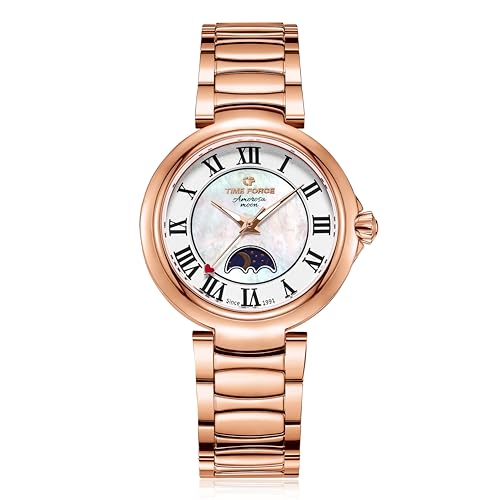 Imagen de Time Force Amorosa Moon Reloj Mujer Analógico Movimiento de Cuarzo Japonés Acero Inoxidable 316L Cristal de Zafiro Resistente al Agua 10 ATM