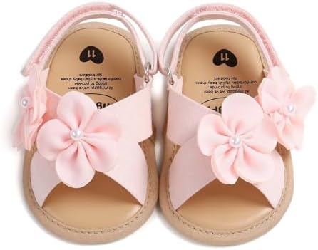 Newborn Baby Girls Sandals Cute Flower Anti-Slip Soft Sole Shoes ...