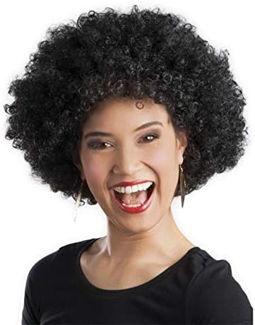 Siyah Renk Kıvırcık Afro Bonus Peruk Parti Peruğu