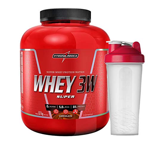 Super Whey 3w 1,8kg Chocolate + Coqueteleira Vermelha