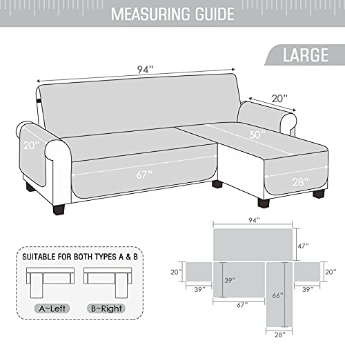 Taococo Couch Slipcover L Shape Sofa Cover Sectional Couch Chaise Lounge Cover Reversible Sofa Cover Furniture Protector Cover For Home Décor (Light Gray, Large) #TOP2