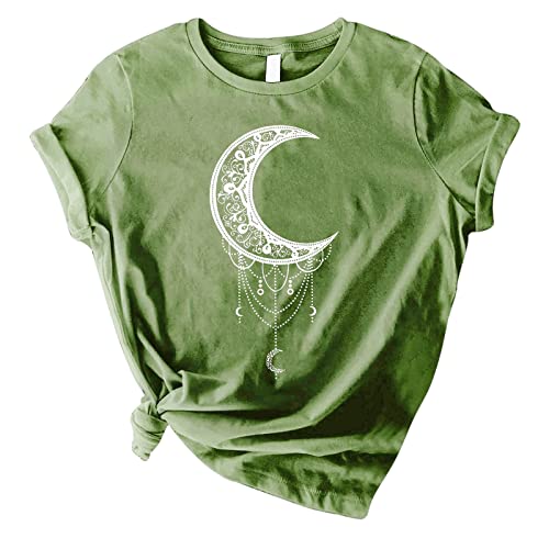 Genérico Je Soy una Princesa Crewneck Moon Impreso Daily Loose Blusa Tops Regalo Hombre Púrpura, verde, medium