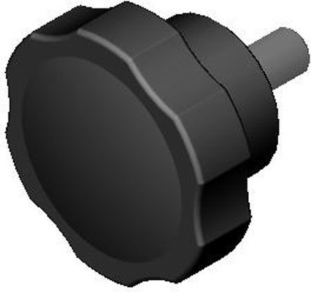 1 3/8 dia., 5/16-18 thds., Stud 1 Lg., Fluted Black Plastic Knob w/Stainless Steel Stud (1 Each)