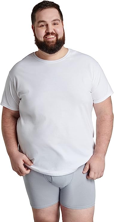 Fruit of the Loom Mens T-Shirts Breathable Cotton Undershirt Big Man 3 Pack White 2XB XX-Large Big2