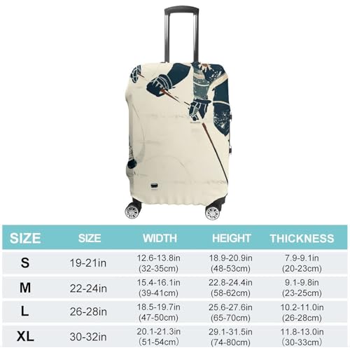 Ice Hockey Pattern Printed Luggage Cover Protector, Fits 18-32 Inch Luggage2