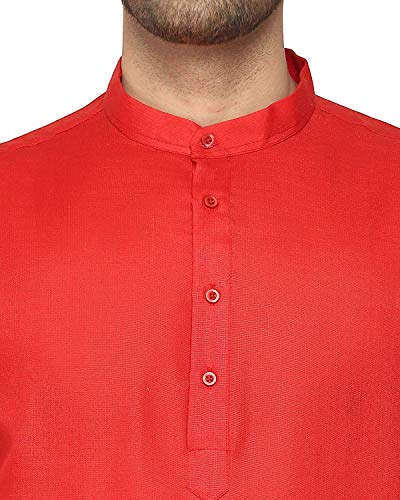 Image of weltpocket Men's Cotton Blend Solid Straight Kurta