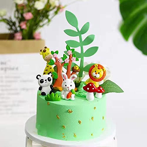 Gooparty 20Pcs Woodland Animals Resin Cake Decorations Cute Giraffe Elephant Dinosaur One 1St Forest Theme Cake Topper Jungle Safari Happy Birthday Party Favor #TOP6