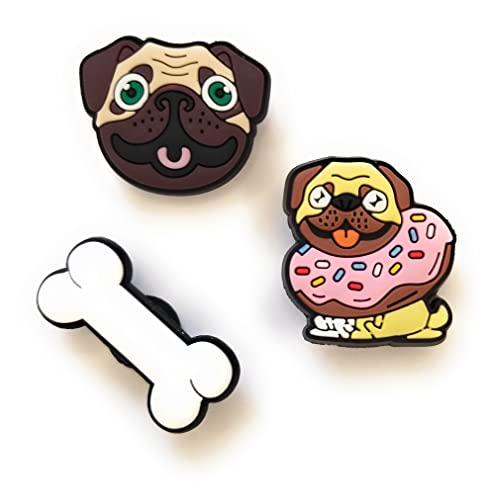 Worked Like a Charm 3pcs Cute Pug Dog Puppy Bone Shoe Charms for Clog Shoes Decoration Gift
