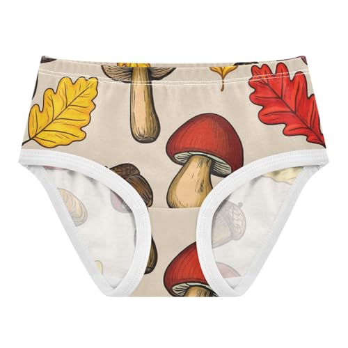 Autumn Mushrooms Leaves Toddler Underwear Floral 2t Cotton Cute Panties Girl Stylish Briefs Kids Undies