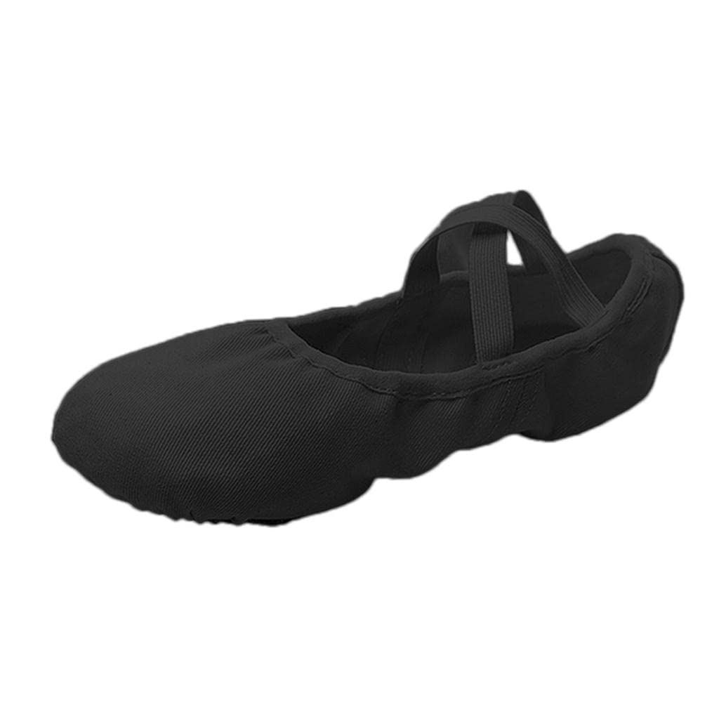 Canvas Ballet Slipper Split-Sole Shoes Fitness Gymnastics Flats Black_40-image-6