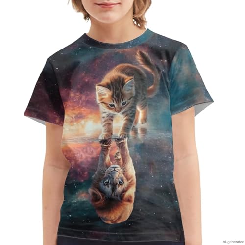 Image of WELLFLYHOM Kids Tshirts Girls Boys Short Sleeve Crewneck Tees Shirts Casual Sport Pullover Tops Size 3-16 Years