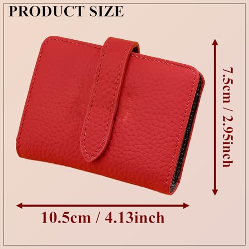 Women's PU Leather Wallet, Retro Lychee Pattern Folding Wallet with Multiple Card Slots, Coin Purse, Luxury Hasp Clutch, Large Capacity Short Money Bag for Cards and Coins (Red)2