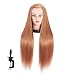 26"-28" Mannequin Head Hair Styling Training Head Manikin Cosmetology Doll Head Synthetic Fiber Hair Hairdressing Training Model With Free Clamp (Maple)