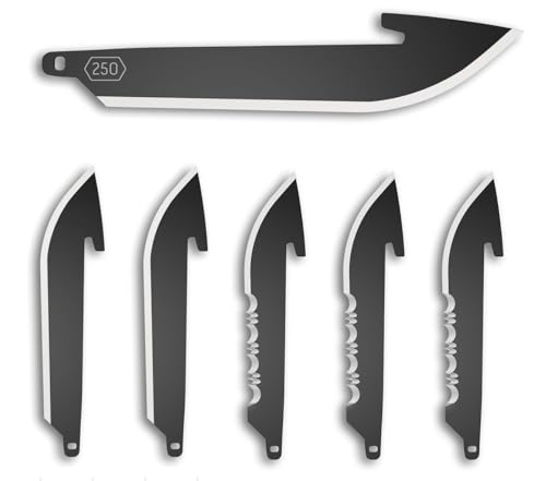 OUTDOOR EDGE 2.5" Carry Combo Black Drop-Point Pack - 3 Drop-Point, 3 Serrated, Compatibility Blade Code 250, Perfect for Work & Everyday Carry