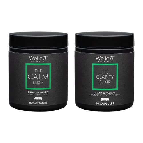 Welleco The Clarity Elixir And Calm Elixir Bundle | Rhodiola Brain Supplement For Memory And Focus | Ashwagandha Extract & Magnesium Supplement, Supports Sleep, Stress Management & Mood #TOP6
