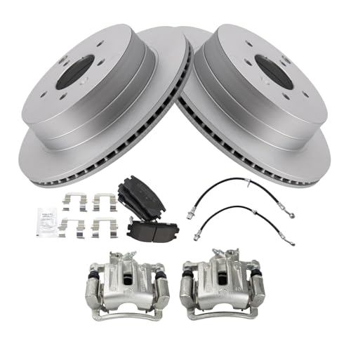 Image of TRQ Rear Brake Pad & Rotor Kit Semi-Metallic Premium G-Coated Compatible with 2007-2009 Chevrolet Equinox Pontiac Torrent