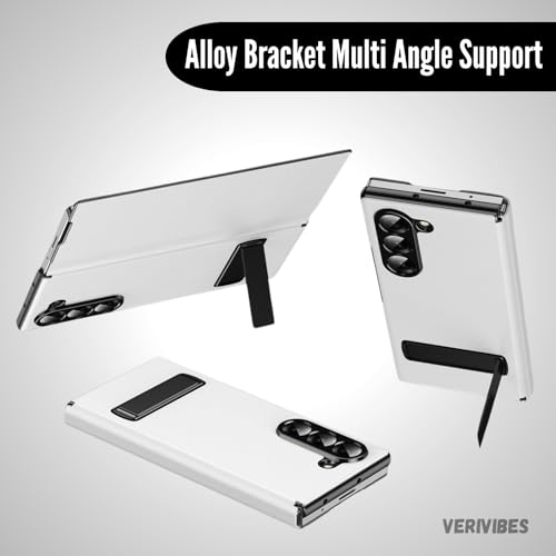 Image of Magnetic Flip Case Compatible with Samsung Galaxy Z Fold 7 (2025) | Premium Leather Finish | Multi-Angle Stand | Full Body & Hinge Protection | Slim Luxury Business Cover - White