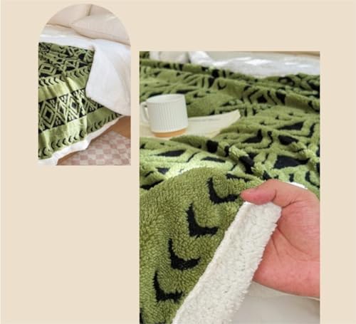 Couverture douce de bureau et dortoir jeté de canapé vert - 5