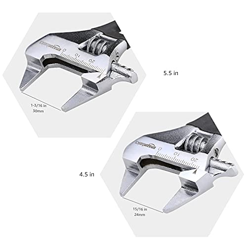 Amazon Basics 2-Piece Slim Jaw Adjustable Wrench With Inch/Metric Scale, Includes: 4.5-Inch (115Mm), 5.5-Inch (140Mm) #TOP1