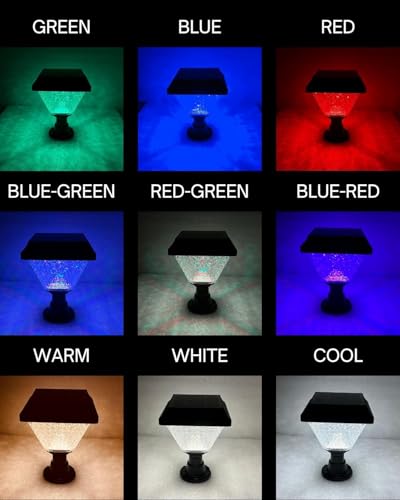 Image of kh Solar Main Gate Pillar Light 34LEDs, RGB Multicolour Modes (Cool White, Warm White, Warm, RGB), Remote Control, IP65 Waterproof ABS Outdoor Garden & Pathway Lighting (1Pcs)