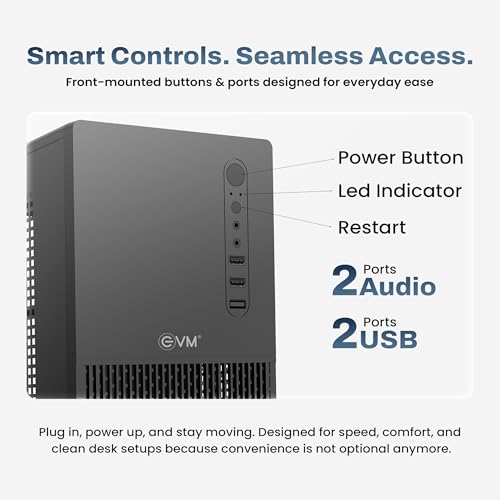 Image of EVM Enigma 126 Micro ATX Computer Cabinet - Micro-ATX /Mini-ITX PC Case with ATX PSU Support, USB & Audio Ports, 4 PCI Slots, HDD & SSD Storage Support, 120mm Fan Support, 250mm GPU Clearance, Black