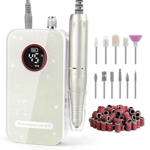 Professional Nail Drill, 45000RPM Portable Rechargeable Electric Nail File with