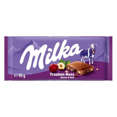 Milka Trauben und Haselnüsse Tafelschokolade, 90 g – Ansicht 1