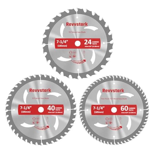 Revvstark 3 Pack 7-1/4 Circular Saw Blade 24T&40T&60T Combo for Woodcutting