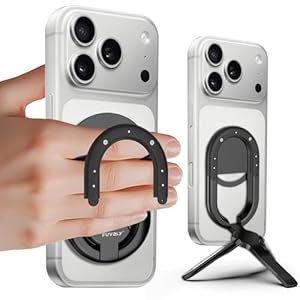 Magnetic Phone Grip for MagSafe, 4-in-1 Phone Ring Holder with Mini Tripod & Kickstand, Ultra-Slim MagSafe Accessories for iPhone 17 Pro/MAX 16/15/14 Series (Black)