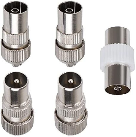 5 PCS aerial connectors2x Female & 2x Male TV Aerial Coaxial Cable Connectors Adaptor,F Connector Adaptor, Coaxial Connector Coax RF Cable Aerial Plug