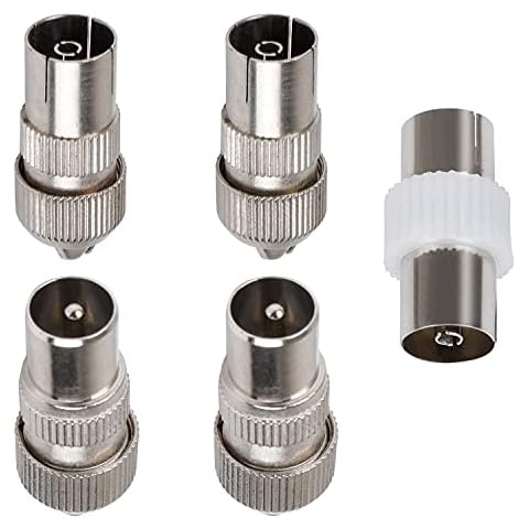 5 PCS aerial connectors,2x Female & 2x Male TV Aerial Coaxial Cable Connectors Adaptor,F Connector Adaptor, Coaxial Connector Coax RF Cable Aerial Plug Cover