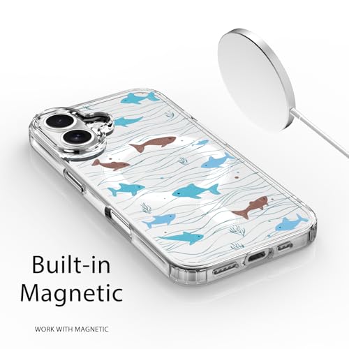 Coque iPhone 16 antichoc transparente vagues mer magnétique