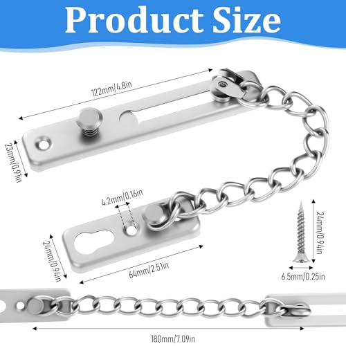 Die Diebstahlsicherungskette Chain Door Lock Türschutz Sicherheitsschloss Kettenschlösser Tür Sicherheitskette Kettenschloss für Innentüren Diebstahlsichere Sicherheitsschlösser mit 4 Schrauben