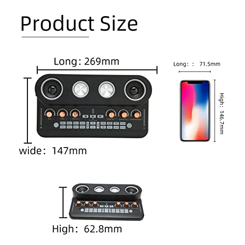 Fecamos Sound Effects Board Set, Noise Reduction Stereo Sound Digital Dsp Processing Chip High Capacity Battery Podcast Equipment Bundle All In One For Streaming(Black) #TOP5