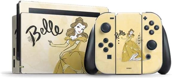 Skinit Decal Gaming Skin Compatible with Nintendo Switch Bundle - Officially Licensed Disney Princess Belle Art Design