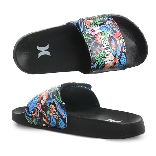 Hurley Naia Slides for Girls and Boys – Comfortable Slip-On Kids Sandals with Adjustable Strap, Unisex Slides for Indoor and Outdoor, Adjustable Sporty Slides for The Beach and Pool