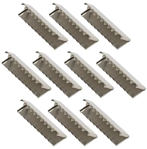 AERZETIX - AERZETIX - C68090 - Lot de 10 embouts de sangle à griffe à sertir 35x9 mm - fermoirs/clip-pince pour anses bandoulière bretelles ceinture - couleur argent - en métal
