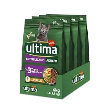 Ultima Cibo per Gatti Sterilizzati Adulti con Pollo - Confezione da 4 x 1,5 kg - Totale: 6 kg