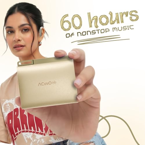 Image of ACwO DwOTS 575 Wireless Open-Ear Headphones, Fashion Purse-Inspired Case, 60H Playtime, IPX5 Water & Sweat Resistant, ENC Calling, Bluetooth Earbuds with 10mm Drivers (Pearl White)