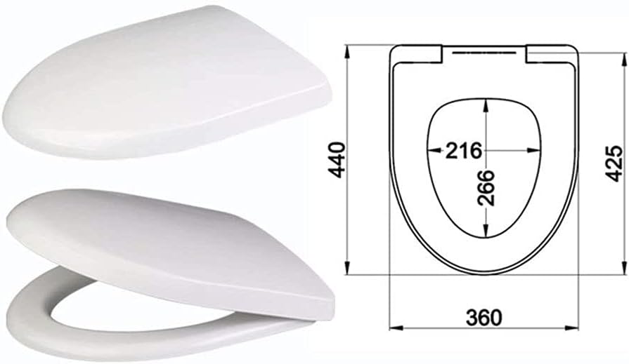 Toilet Lid - Molded Wood with Color Matched Plastic Hinges Elongated Seat, White