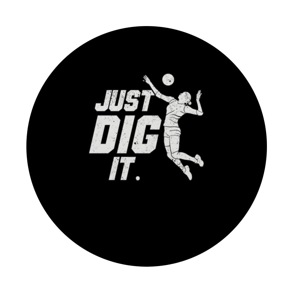 Just Dig It Funny Beach Volleyball Player Team Sports Coach PopSockets Swappable PopGrip, Black - Image 3