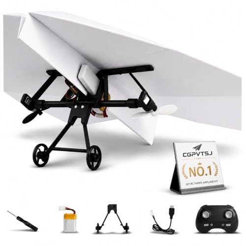 Image of Paper Airplane Kit DIY Rc Plane Micro to Build for Adults Remote Control Power Motor Aircraft with Propeller Electric Flying Motorized Module Easy to Fly Powered Small Flying Controller (Single Cell)