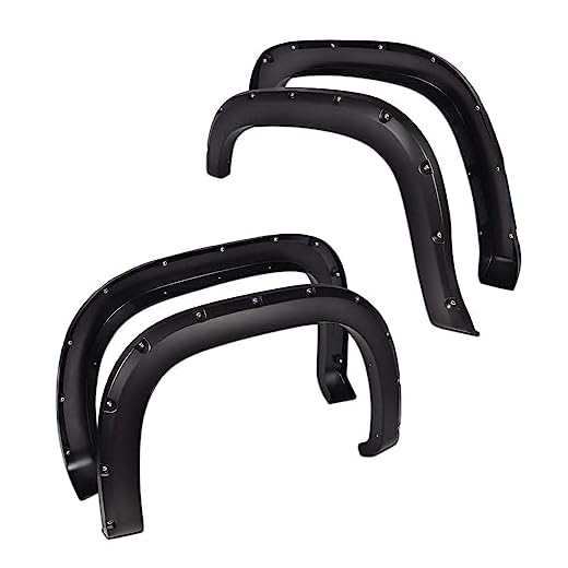 DOTCOM Fender Flares,Compatible with 2007-2013 GMC Sierra 1500 All Beds,Wheel Arch Cover Trim Black Paintable Matte Pocket Smooth Riveted Style 4PCS