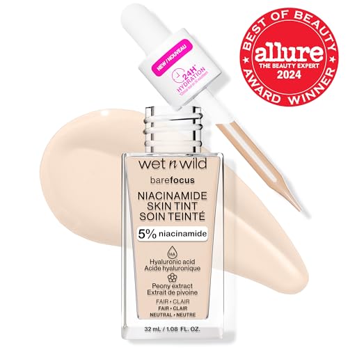 Image of wet n wild Bare Focus Skin Tint, 5% Niacinamide Enriched, Buildable Sheer Lightweight Coverage, Natural Radiant Finish, Hyaluronic & Vitamin Hydration Boost, Cruelty-Free & Vegan - Fair (Pack of 2)